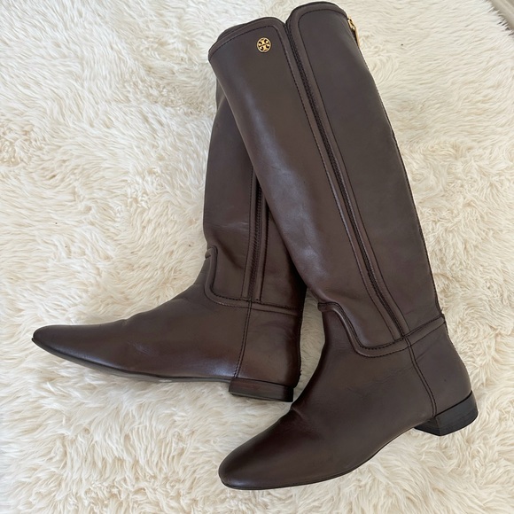 Tory Burch chocolate brown leather Riding Boots Irene, size 7 - Picture 5 of 12